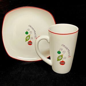 Fitz AND FLOYD “ORNAMENTS” DESSERT PLATE AND MUG